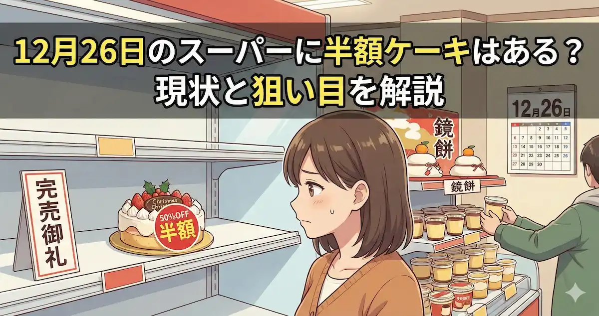 12月26日にスーパーへ行けばクリスマスケーキは半額で買えるのか?売れ残り激安ゲットの可能性と現実