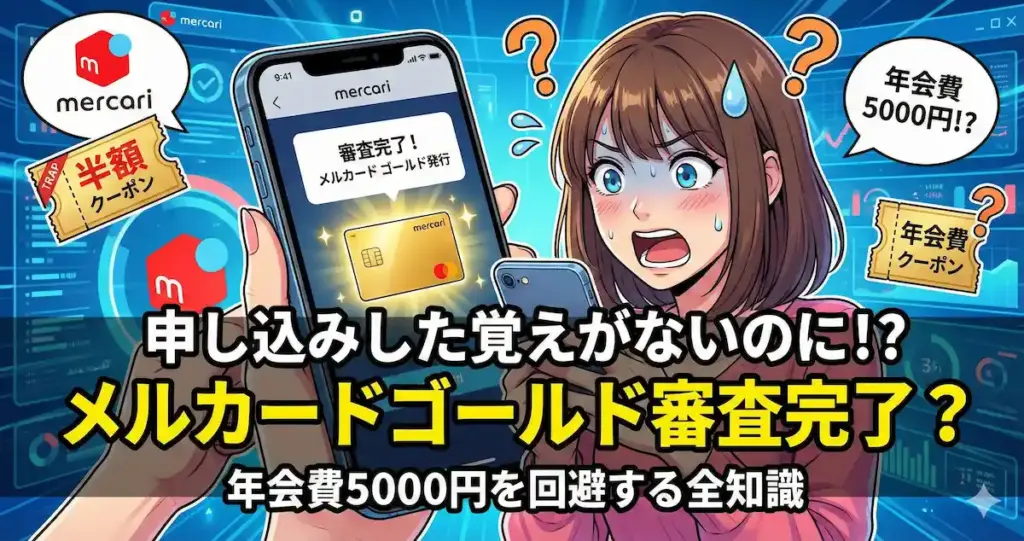 申し込みした覚えがないのにメルカードゴールド審査完了？年会費5000円を回避して損をしないための全知識