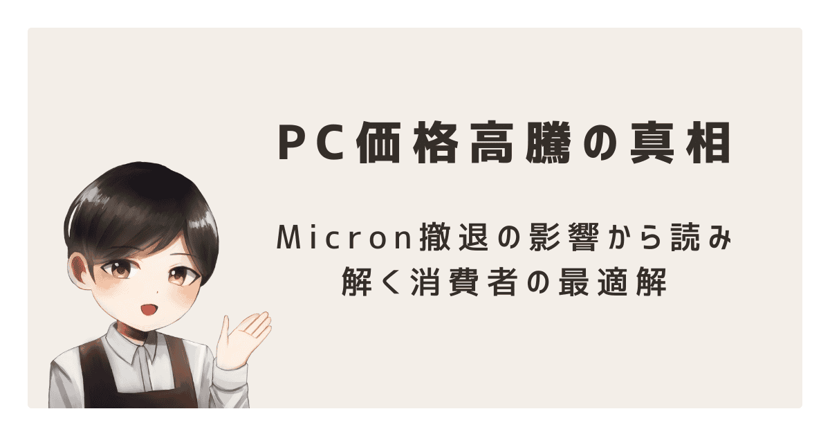 【必見】PC価格高騰の真相とMicron撤退の影響から読み解く消費者の最適解